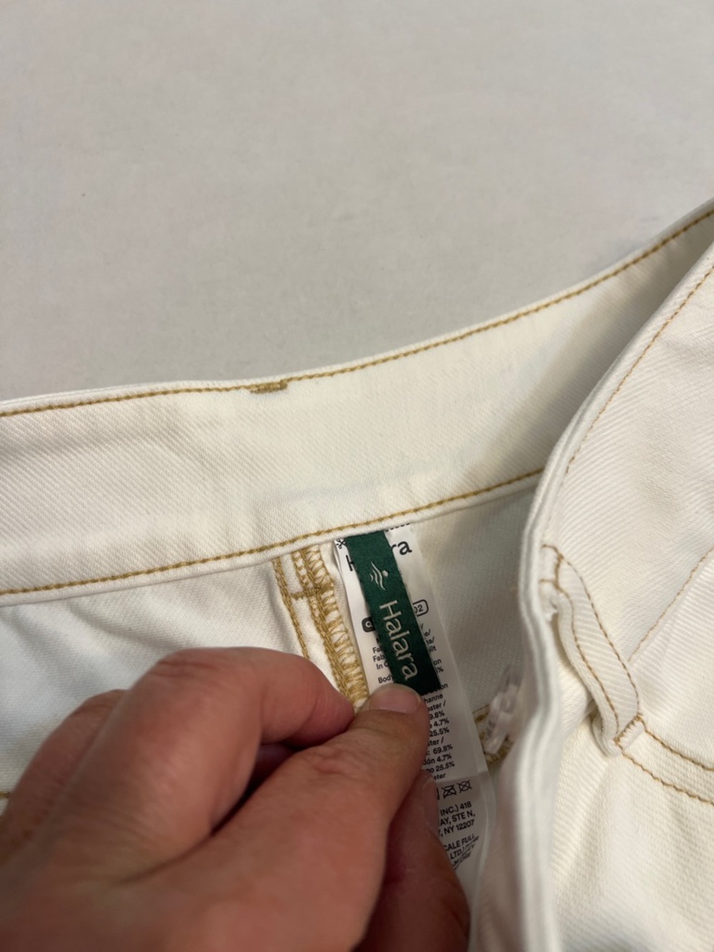 HALARA ASYMMETRIC WHITE STRETCH DENIM WIDE LEG JEANS PANTS  SIZE XS NEW - Picture 11 of 16